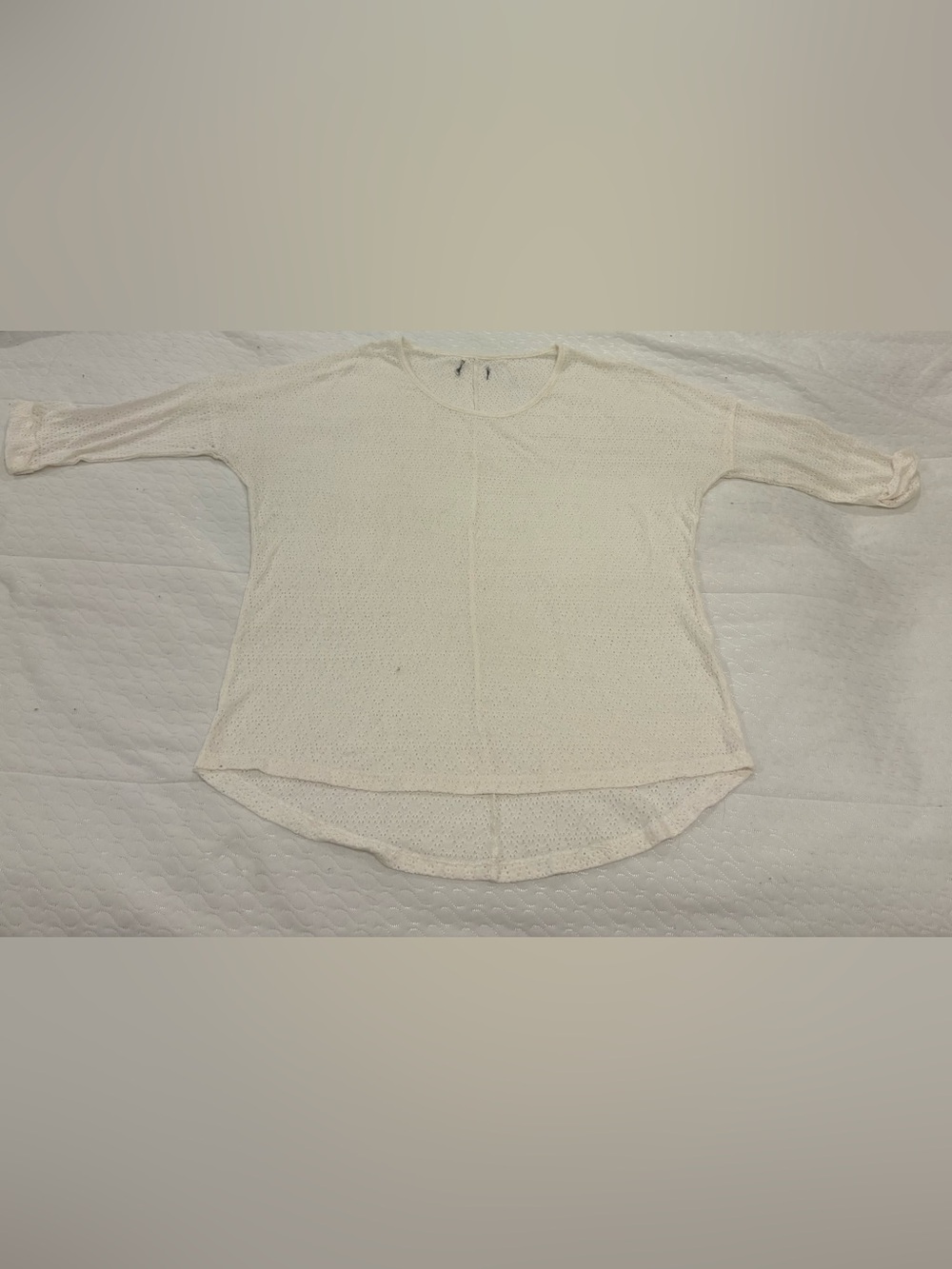 Women's Cream Lightweight Eyelet Tee
